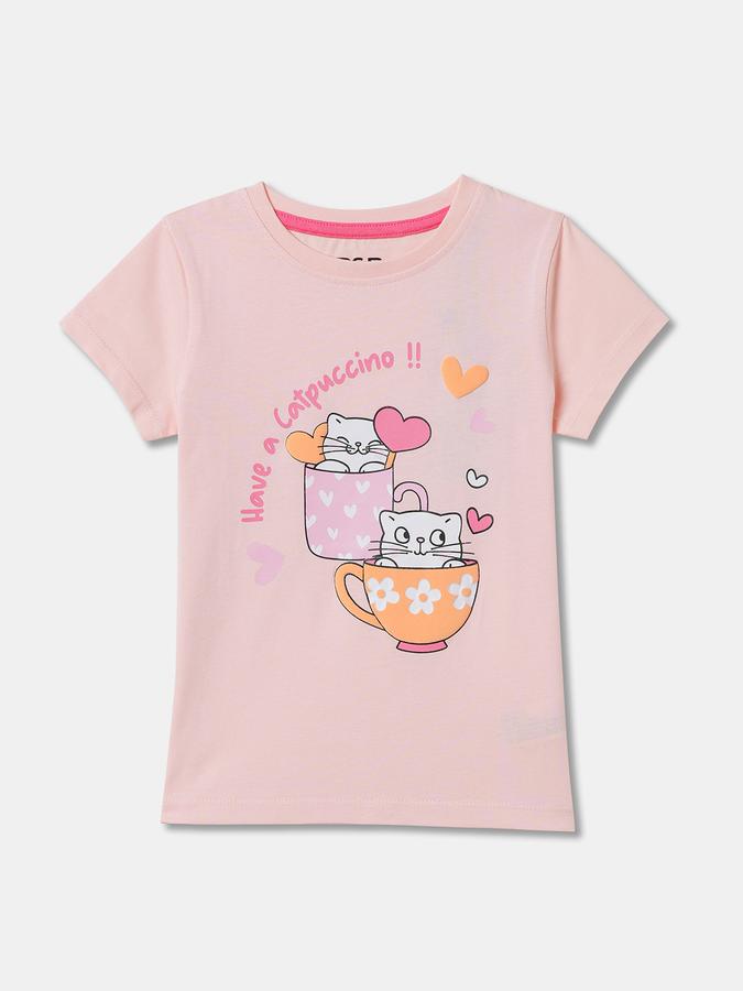 Girls Printed Pure Cotton Regular T Shirt