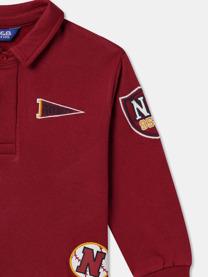 Boys Relaxed Fit Full Sleeve Polo Collar SweaT-Shirt