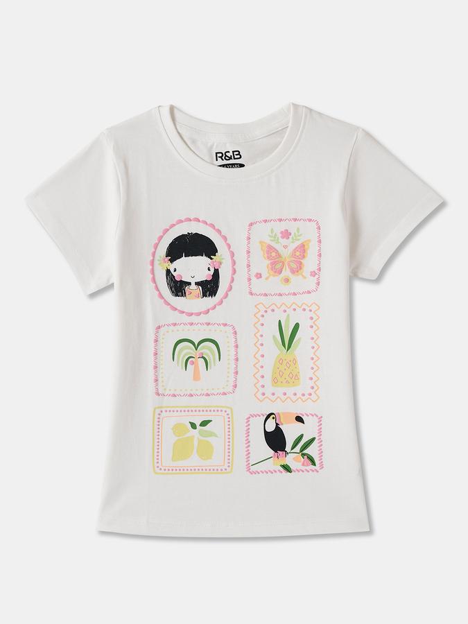 R&B Girls Graphic Print Pure Cotton Regular T Shirt