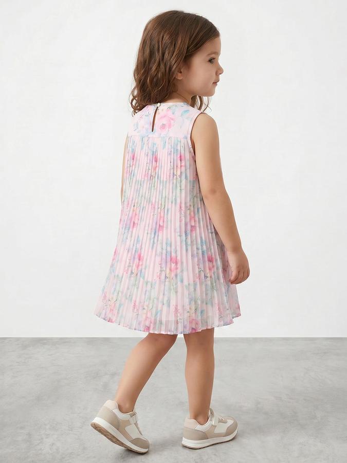 R&B Pink Polyester Printed Girls Dresses