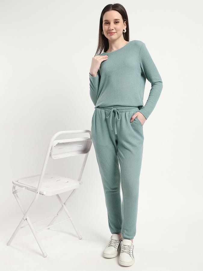 R&B Women Dusty Mint Textured Joggers