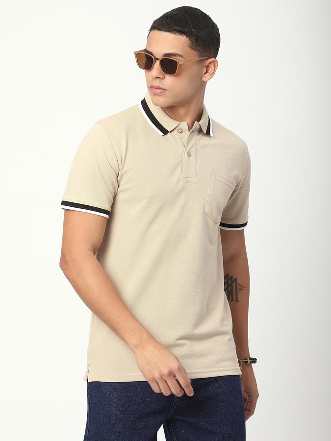 Men Polycotton Regular Fit Polo Neck Solid T-shirt