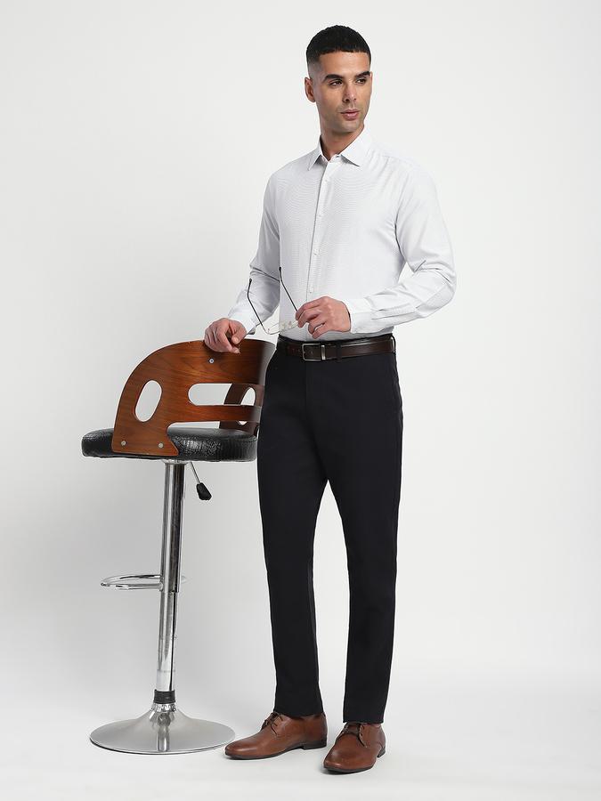 Men Cotton Blend Slim Fit Button-Down Collar Textured Shirt