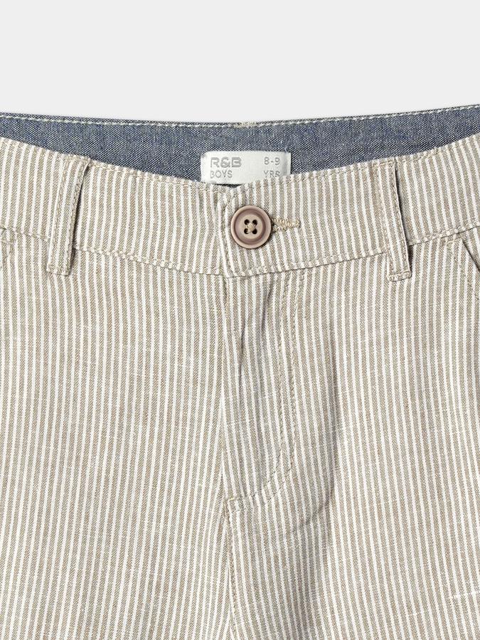 Boys Linen Blend Relaxed Fit Mid Waist Clean Hem Shorts