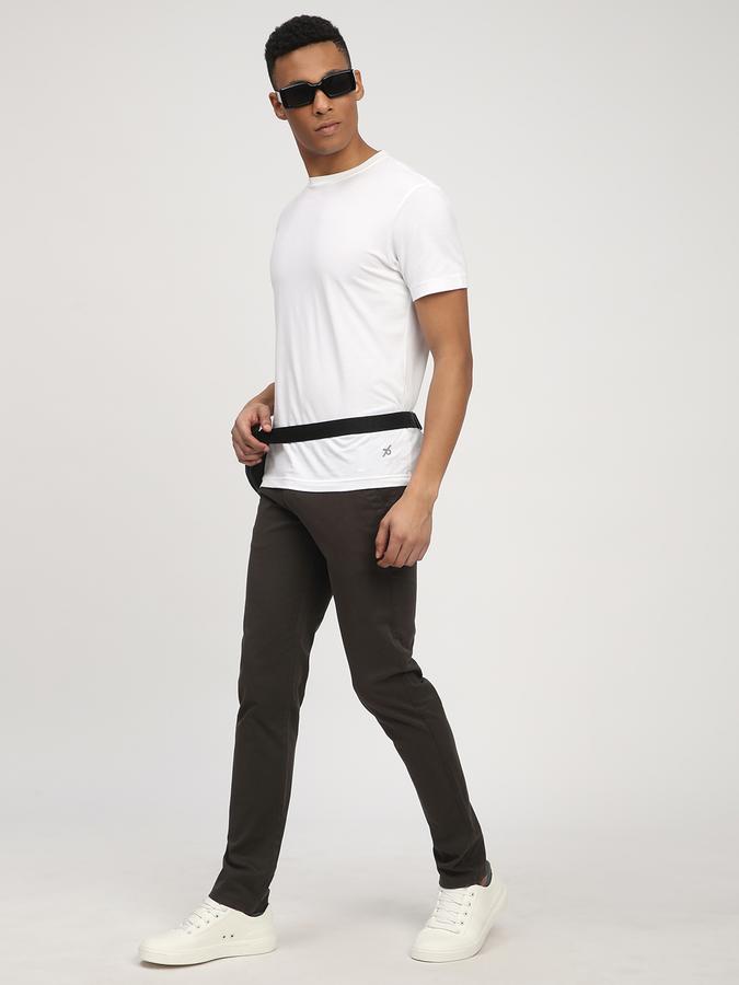 Men Cotton Skinny Fit Flat Front Solid Trousers