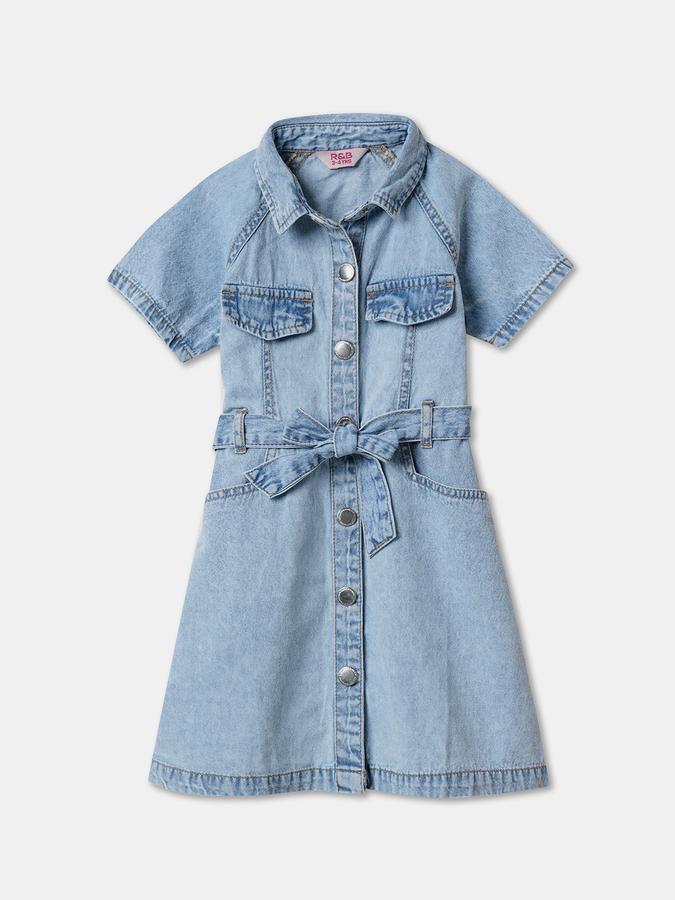 Girls Midi/Knee Length Casual Dress Short Sleeve