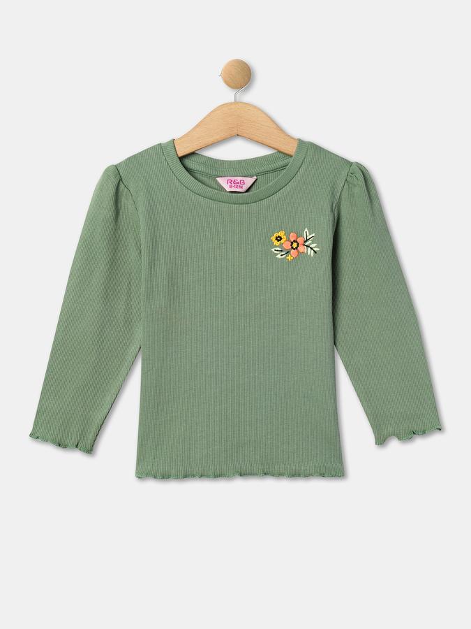 Girls Pack of 2 Floral Print Round-Neck T-Shirt image number 3