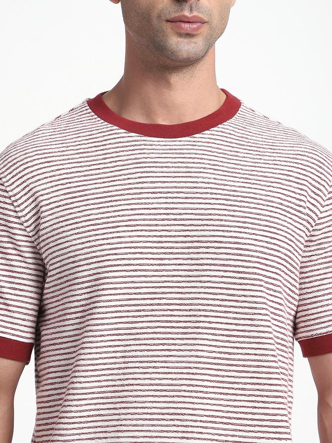 R&B Men's Plum Striped T-Shirt