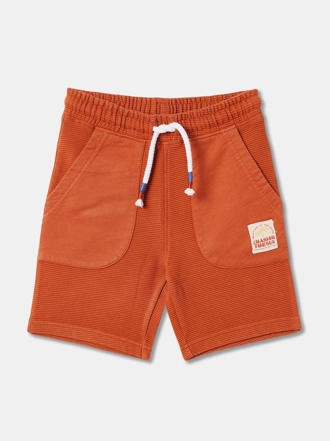 Boys Cotton Relaxed Fit Elastic Waist Clean Hem Shorts
