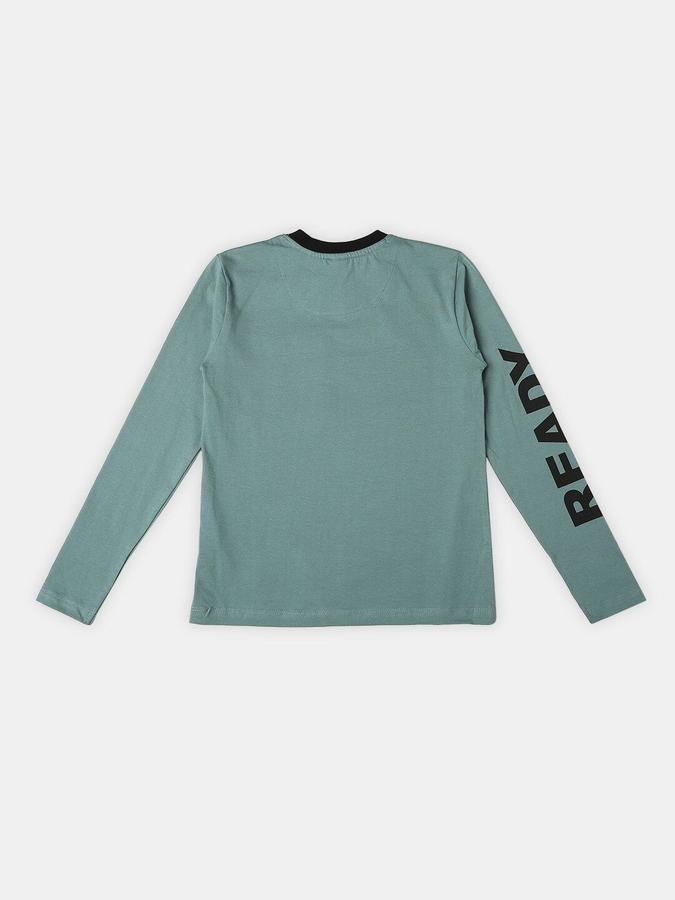 R&B Boys Green &amp; Black Graphic Printed T-shirt with Joggers