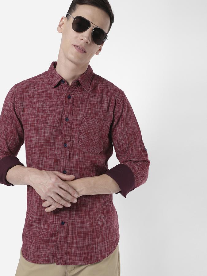 R&B Maroon Men Casual Shirts