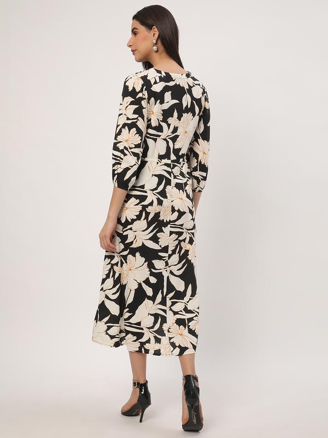 Women Floral Print V-Neck Dress data-index=
