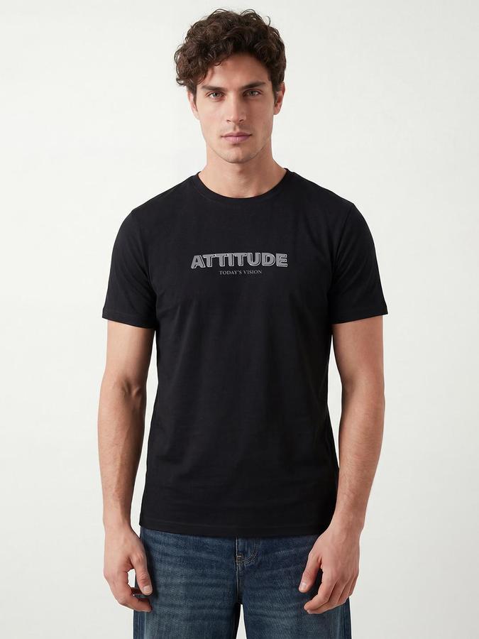 R&B Black Men Printed Short Sleeves Tshirt
