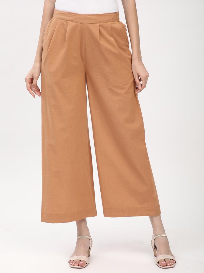 Women's brown solid flared pallazo