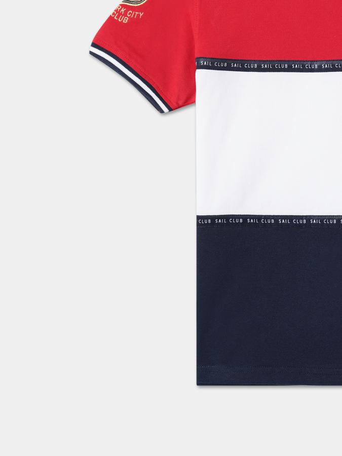 Boys Colourblock Round-Neck Relaxed Fit T-Shirt image number 3