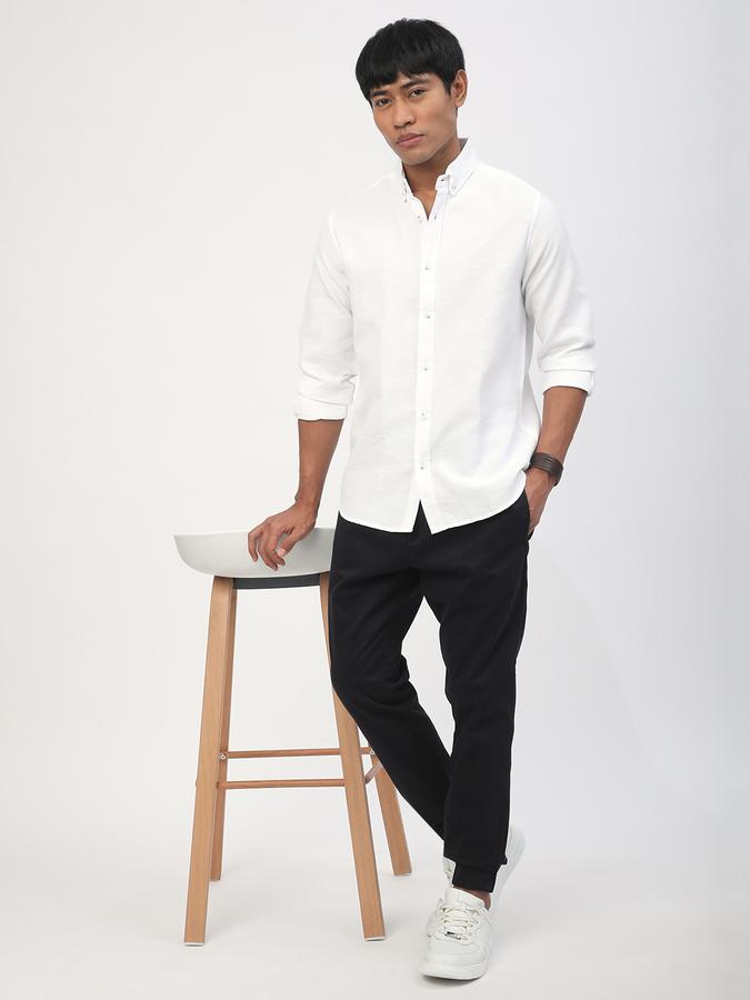 Men Cotton Regular Fit Drawstring Waist Jogger Trousers