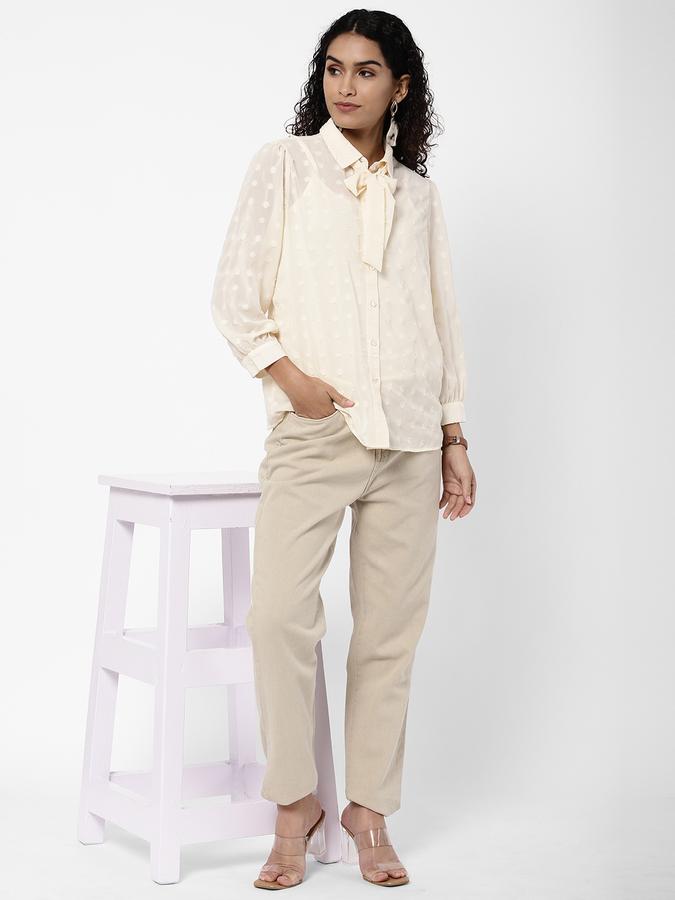 R&B Women's Textured Pussy Bow Top image number 1