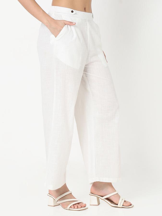 Women's off wide leg pallazo with waist band tab detail image number 3