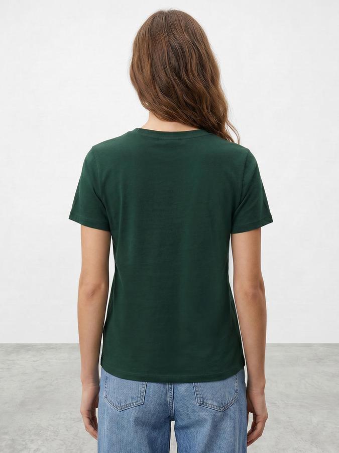 R&B Green Women Printed Short Sleeves Tshirt