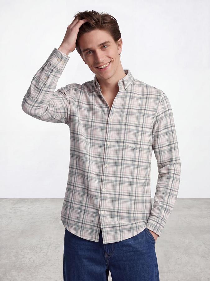 R&B Men's Pure Cotton Green Full Sleeves Collar Neck Checked Shirt