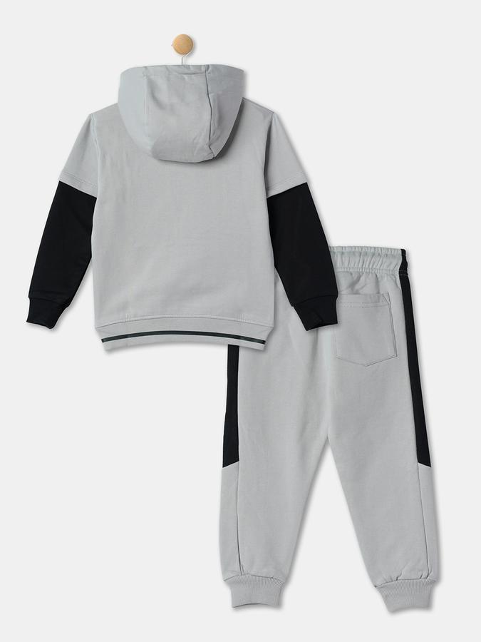 Boys Typographic Print Hooded T-Shirt & Pants Set data-index=