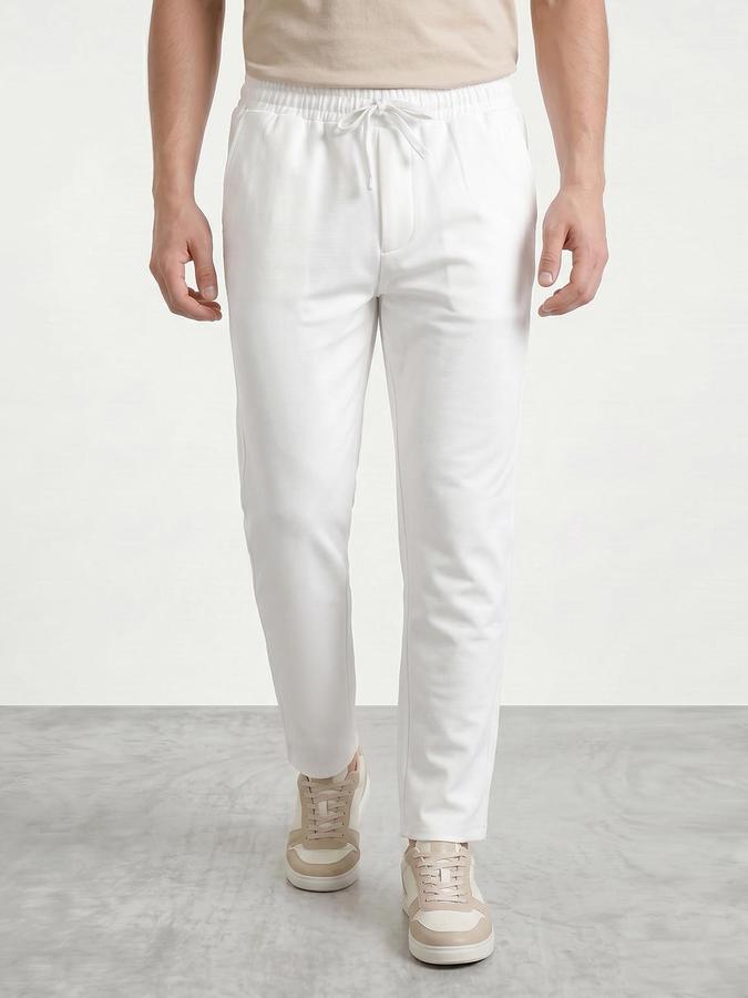 R&B Men's Ivory Regular Fit Trousers