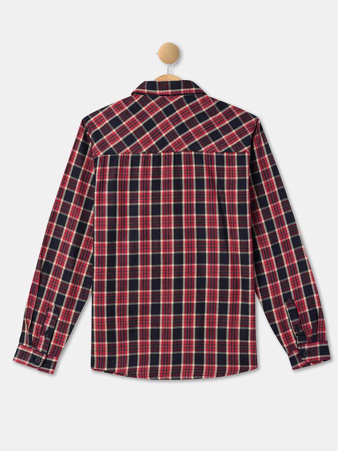 Boys Cotton Regular Fit Long Sleeve Plaid Shirt