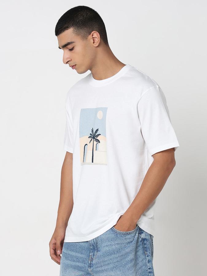 Men Cotton Relaxed Fit Crew Neck Graphic T-shirt