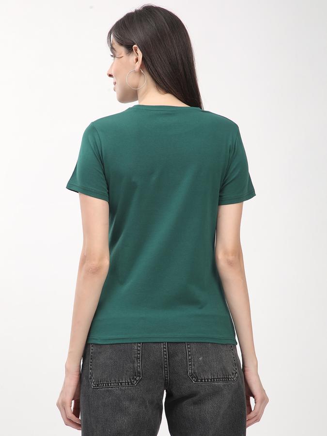 Women Cotton Fitted Round Neck Twist-Front T-shirt