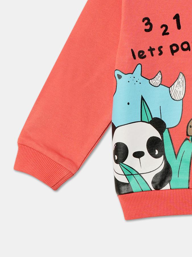 Boys Cotton Regular Fit Crew Neck Graphic Sweatshirt