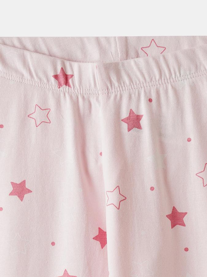 Girls Cotton Blend Skinny Fit Elastic Waist Printed Leggings