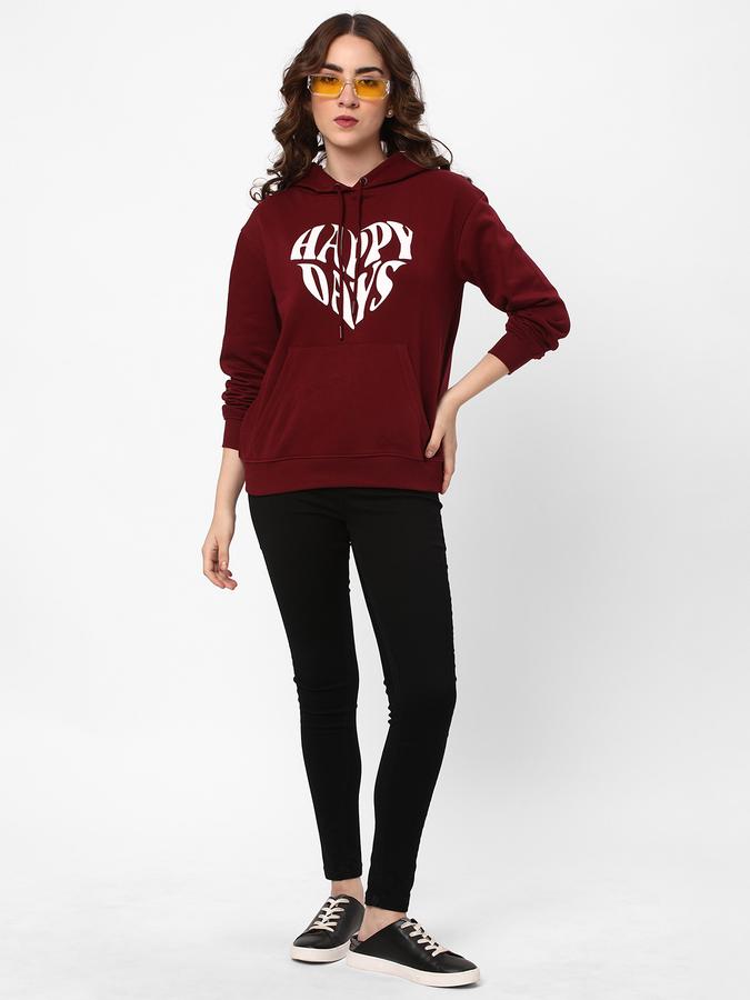 Women Cotton Regular Fit Hooded Graphic Sweatshirt