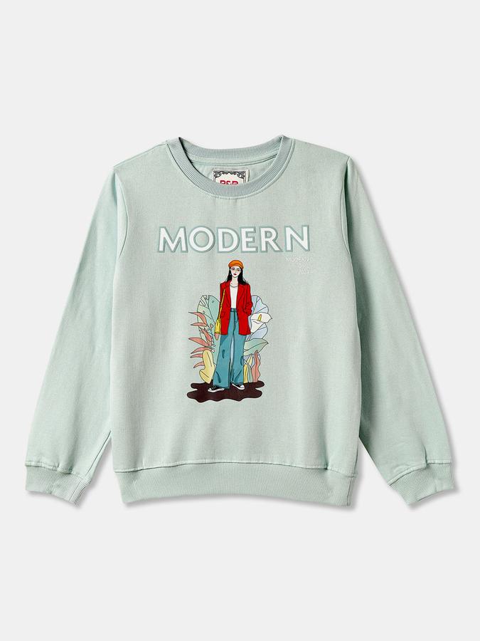 Girls Graphic Regular Fit Long Sleeve Crew Neck SweaT-Shirt