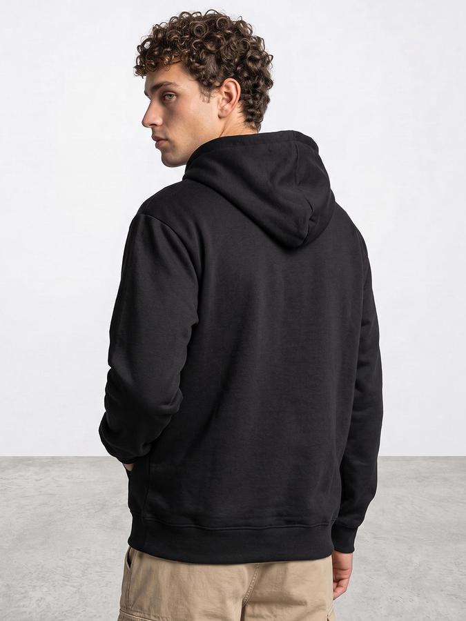 R&B Men Dark Grey Solid Hooded Long Sleeves Sweatshirt
