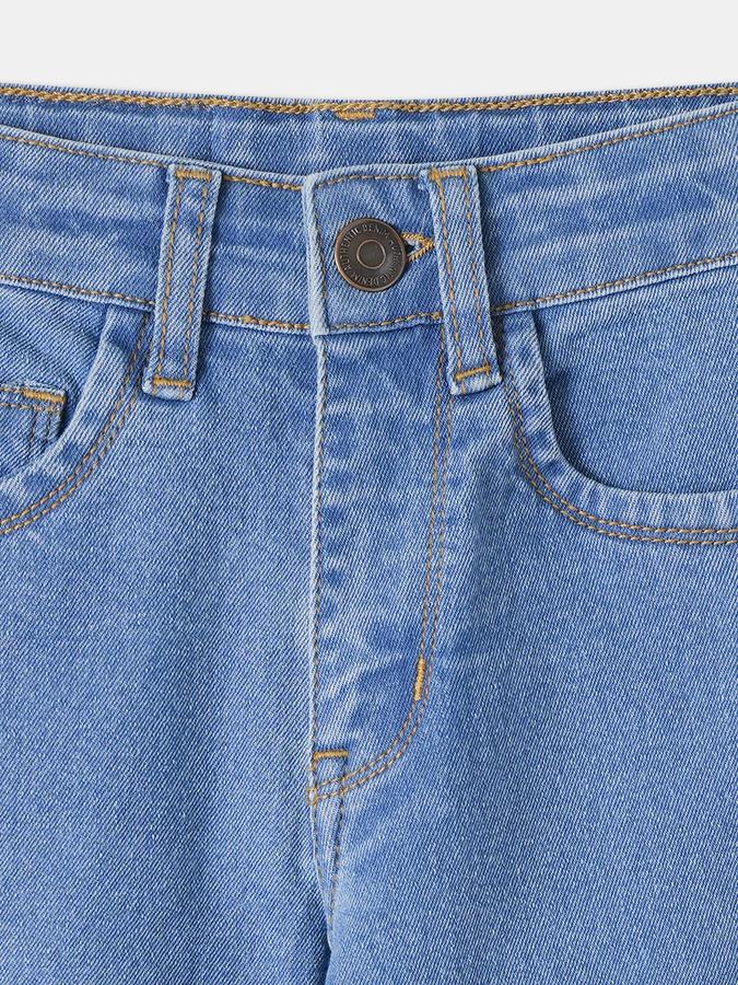 Boys Cotton Blend Regular Fit Button Waist Clean Look Jeans