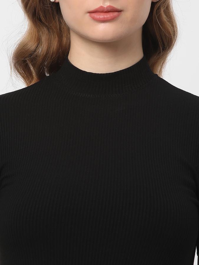Women Ribbed Regular Fit High-Neck Top image number 3