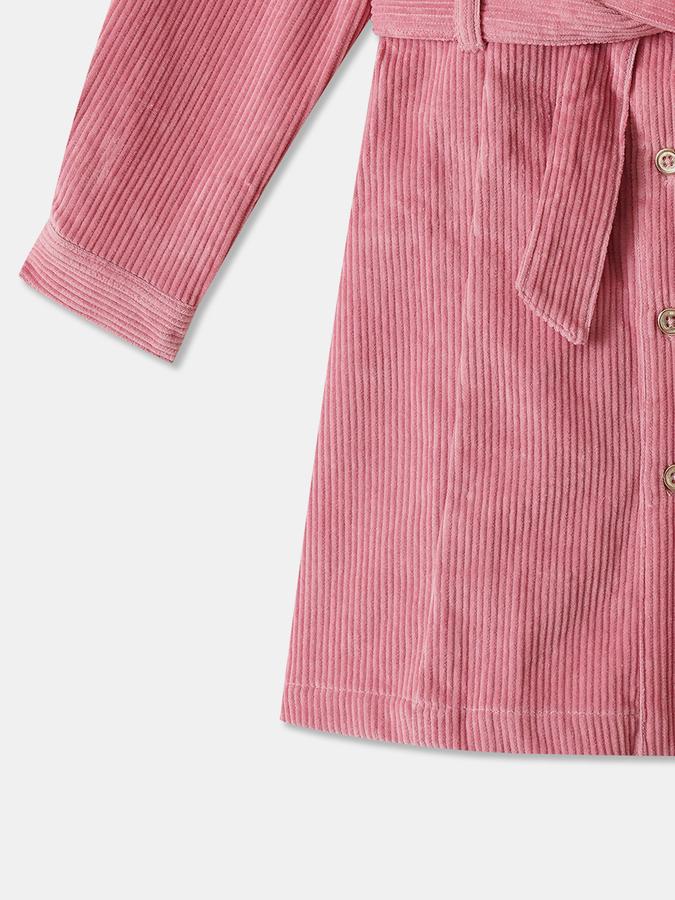 Girls Cotton Regular Fit Collar Neck Solid Dress