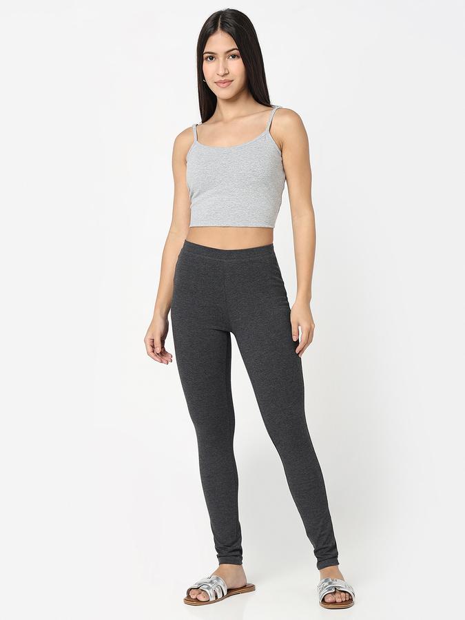 R&B Women Anthra Melange Solid Leggings