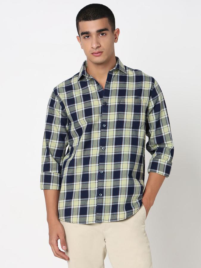 R&B Men's Yellow Checked Shirt