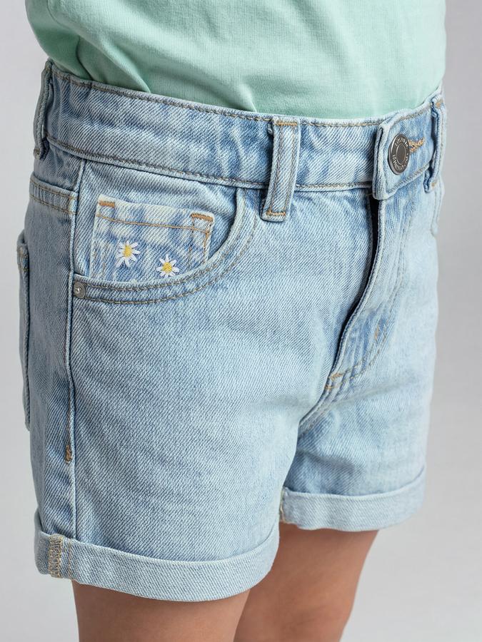 R&B Blue Girls Above Knee Mid-Rise Regular Fit Shorts