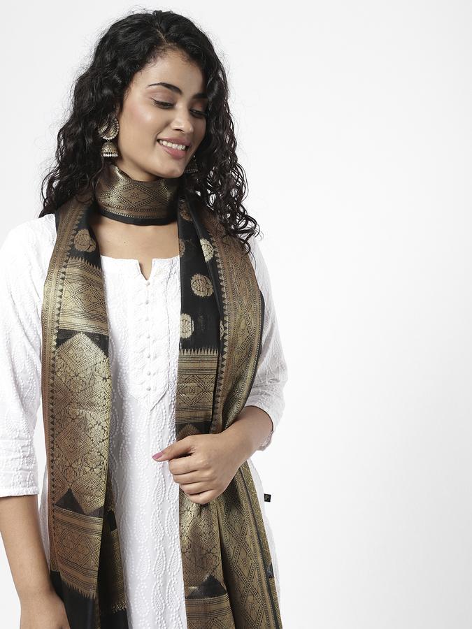 R&B Women's Black Printed Dupatta