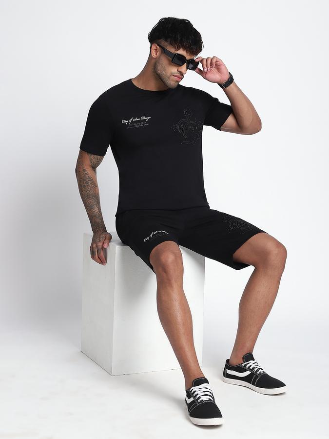 R&B Men's Black Printed T-Shirt