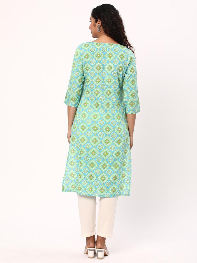 R&B Women's Printed Regular Straight Kurta 3-Q Sleeves image number 2