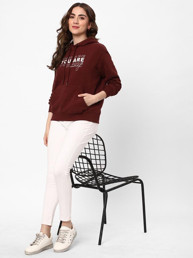 Women Cotton Regular Fit Hooded Graphic Sweatshirt