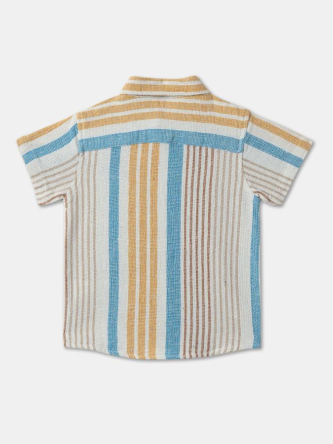 Boys Polyester Regular Fit Long Sleeve Striped Shirt