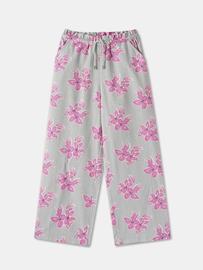 Boys Blend Regular Fit Floral Drawstring Waist Trouser