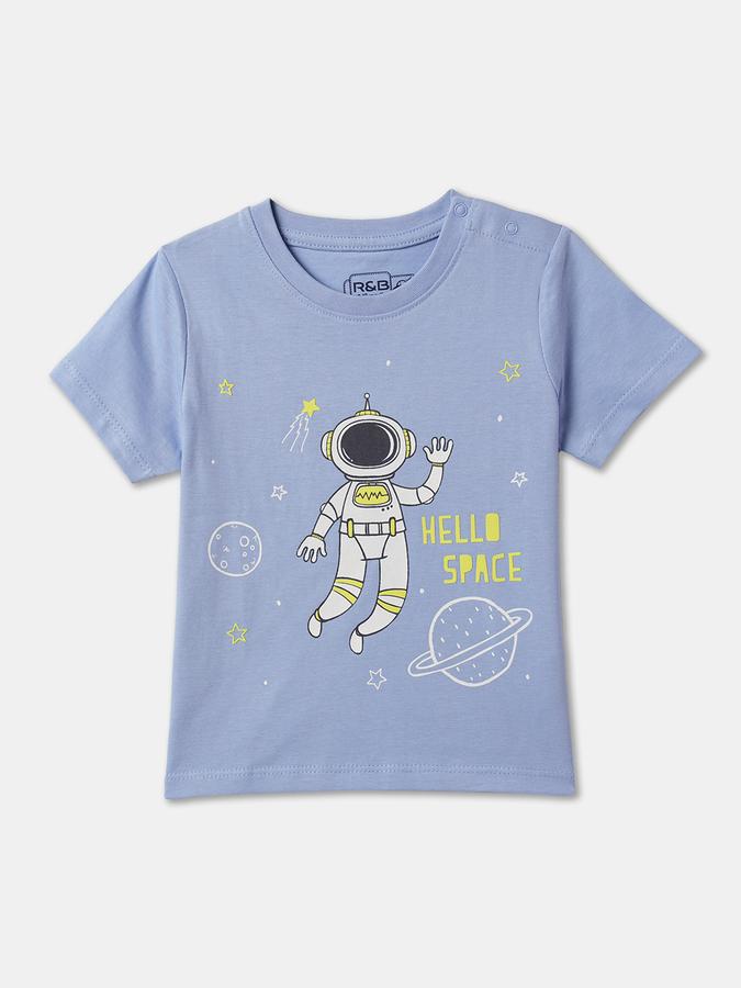 R&B Boys Graphic Print Relaxed Fit Round-Neck T-Shirt