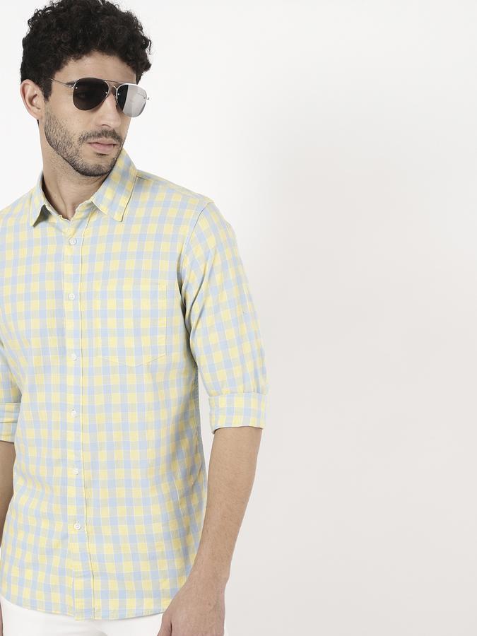 R&B Men Yellow Casual Shirts