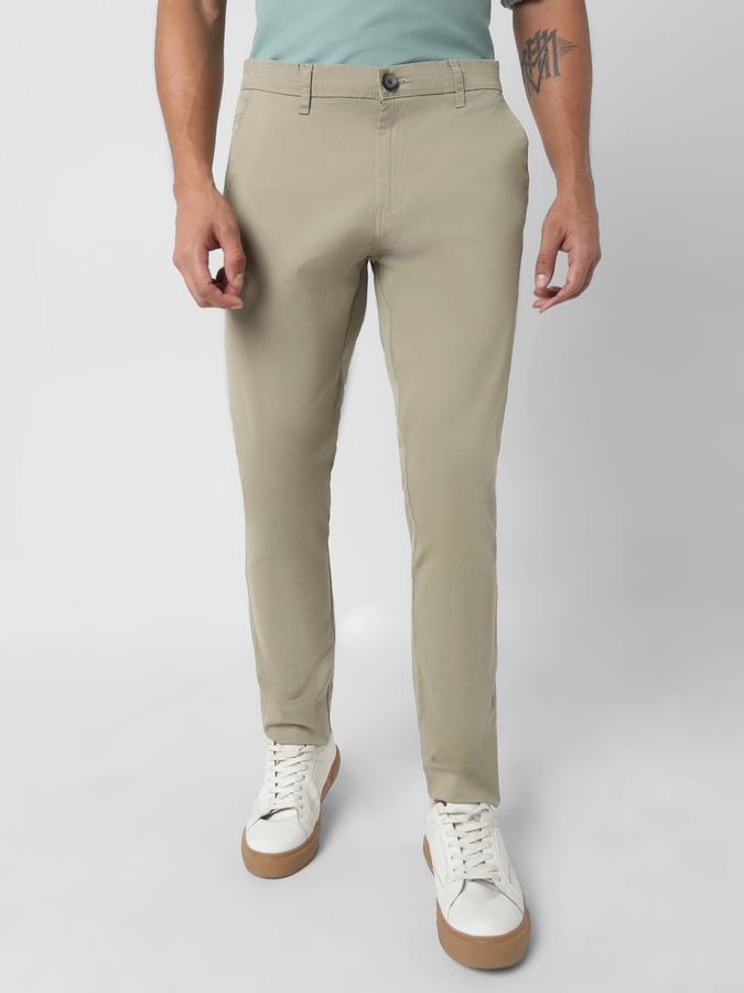 Men Slim Fit Flat-Front Trousers image number 0