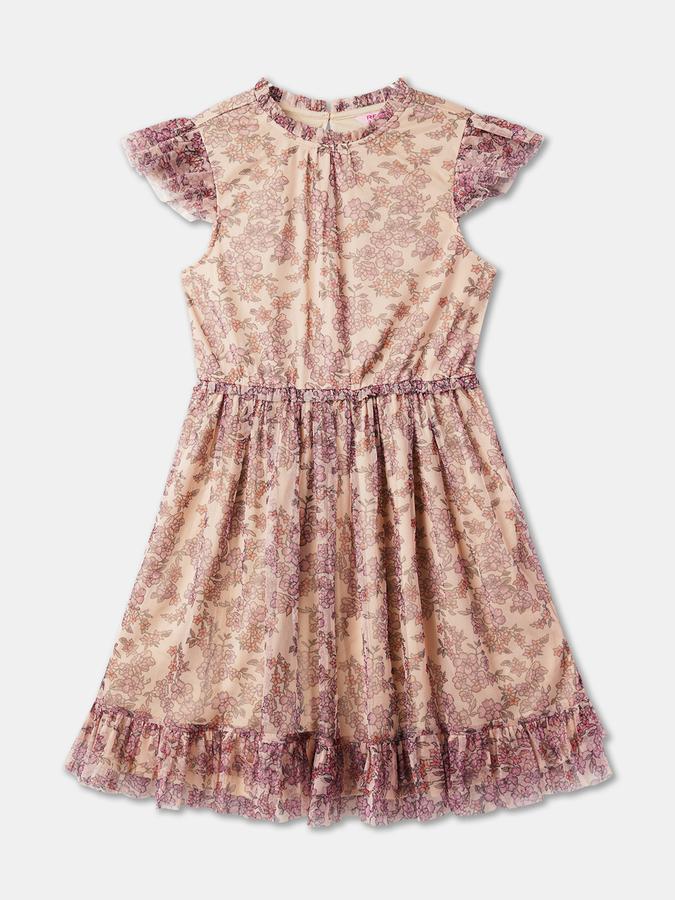 Girls Floral Print A-Line Dress image number 0